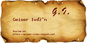 Geiser Iván névjegykártya
